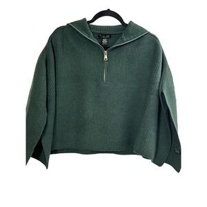 NWT Rachel Zoe Green Half Knit Capelet Zip - One Size